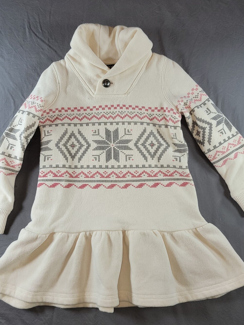 Polo Ralph Lauren Girls' Cream Shawl Collar Sweater Dress, 4/ 4T